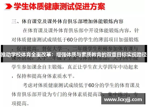 推动学校体育全面改革：增强体质与素质教育的双重目标实现路径